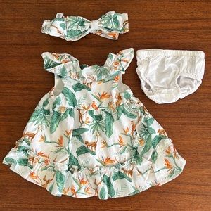 Janie and Jack Floral Tropical Infant Ruffle Dress Set 0-3mo